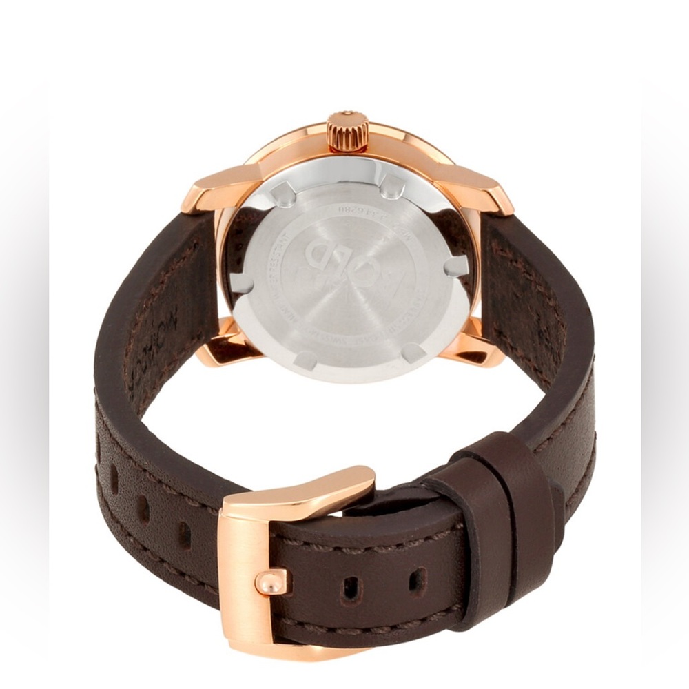 New Movado Bold Women’s Rose Gold Brown Leather Strap Watch 3600438 - Picture 3 of 4